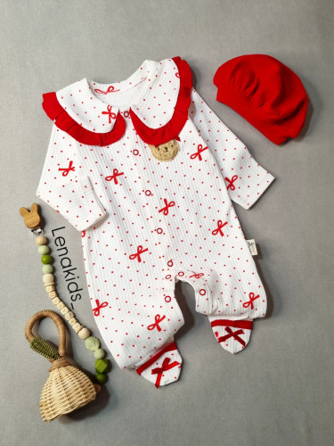 ست سرهمی و کلاه یلدایی ترک نخ پنبه نوزادی