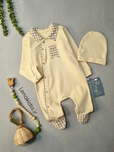 سرهمی نوزادی جورابدار نخ پنبه ترک