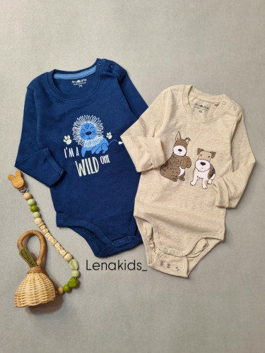 بادی آستین بلند نوزادی نخ پنبه وارداتی برند Tiny One