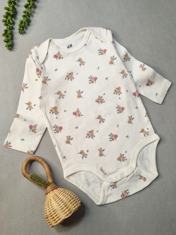 بادی آستینبلند نوزادی نخ پنبه اورجینال اچ اند ام