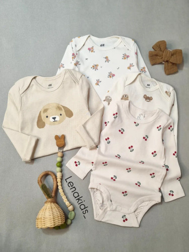 بادی آستینبلند نوزادی نخ پنبه اورجینال اچ اند ام