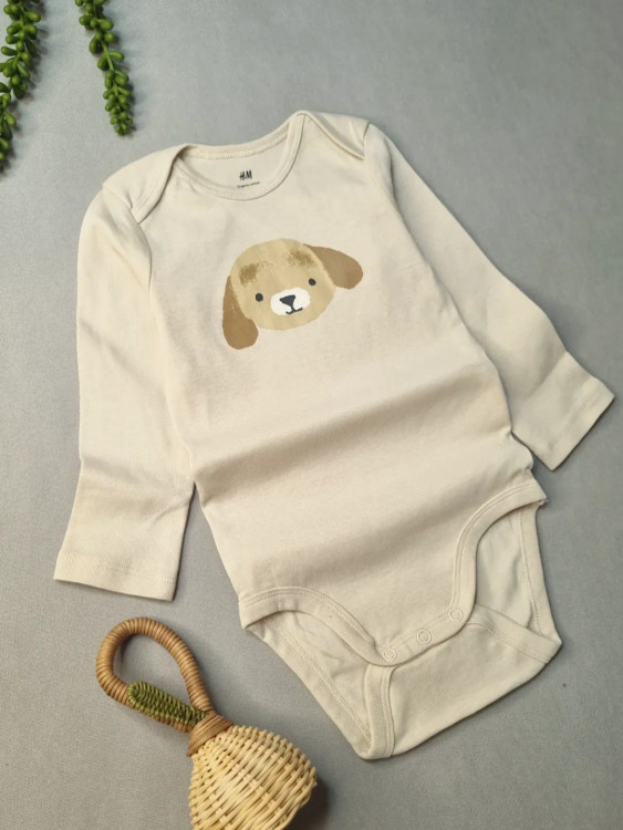 بادی آستینبلند نوزادی نخ پنبه اورجینال اچ اند ام