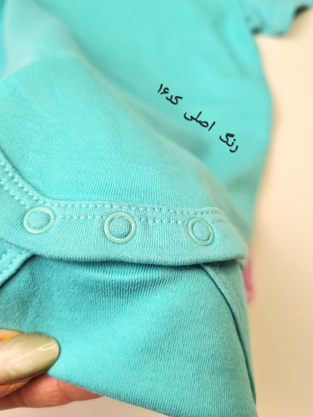 بادی استین کوتاه نوزادی نخ پنبه رنگین کمونی وارداتی