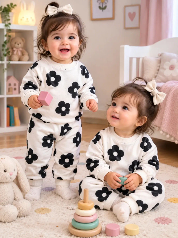 ست بلوز شلوار بچه گانه توکرکی H&M پاییزه